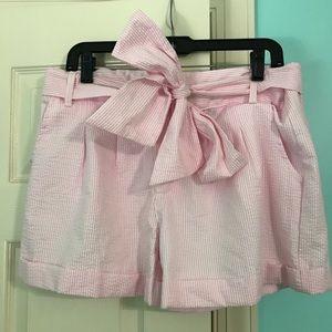 Lauren James Seersucker Bow Shorts Size Large